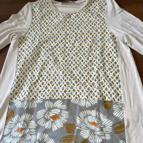 Whyci YC Milano Long Sleeve Silk Blend Cream Pattern Blouse Sz 40 (US 4) - Picture 3 of 6